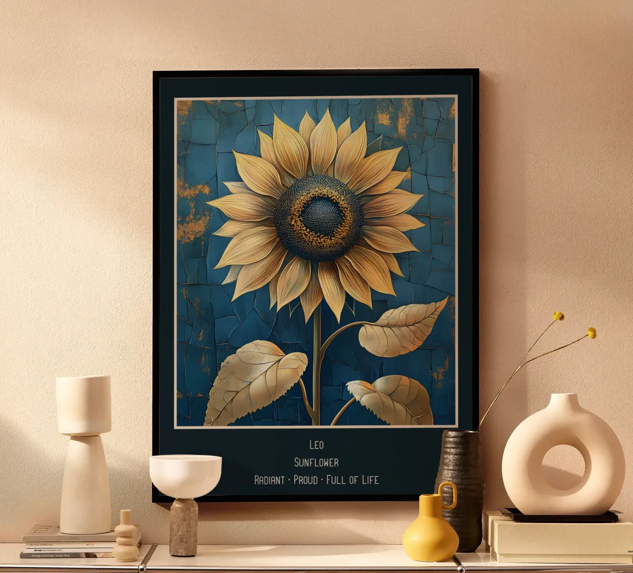 I fiori dei segni zodiacali: Leone - Girasole poster da Art-Nouveau-Dsg