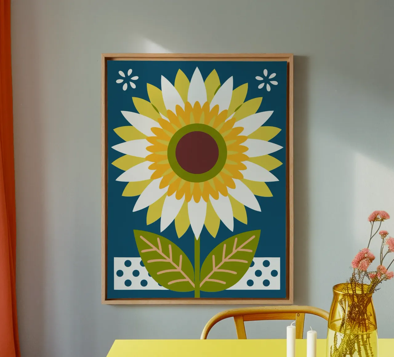 Girasole tela con Cornice a cassetta da FLOWER PLACE SHOP