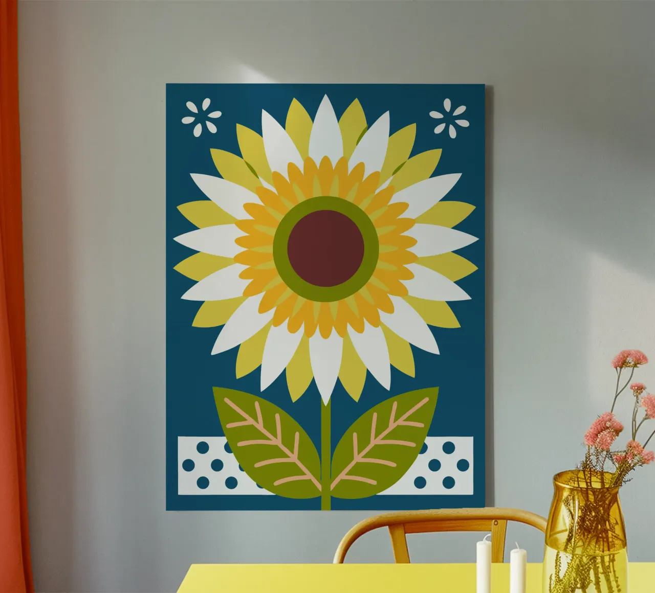 Girasole tela con Cornice a cassetta da FLOWER PLACE SHOP