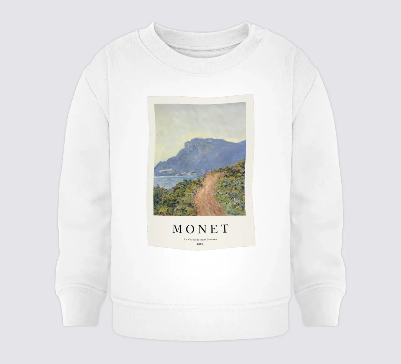 spiaggia tranquilla di montagna claude monet felpa neonato da belong shop