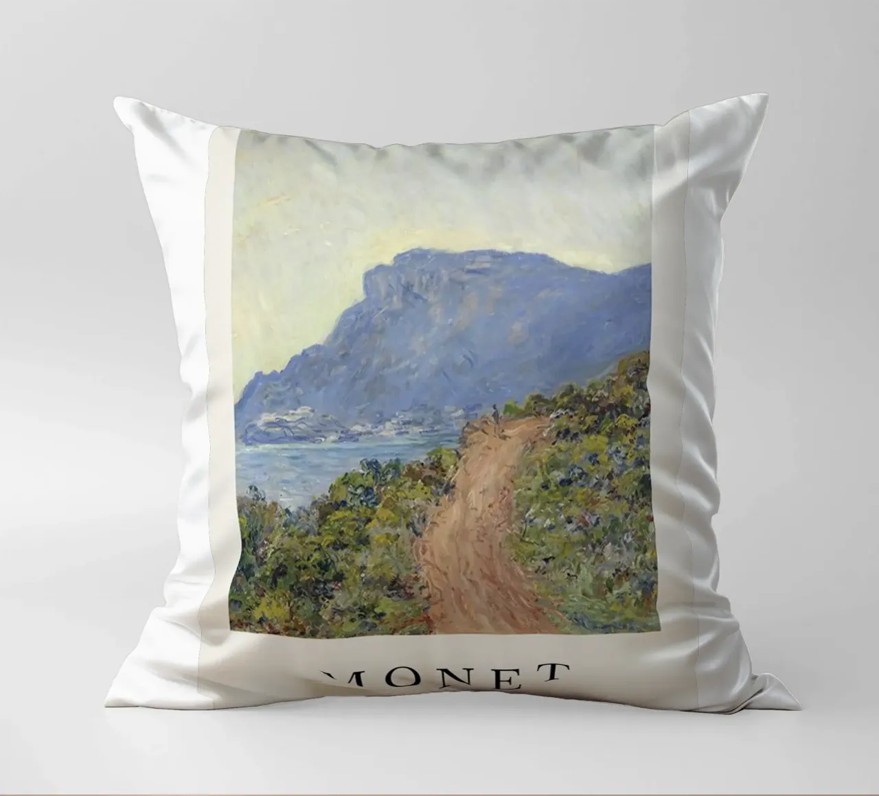 spiaggia tranquilla di montagna claude monet cuscino da belong shop