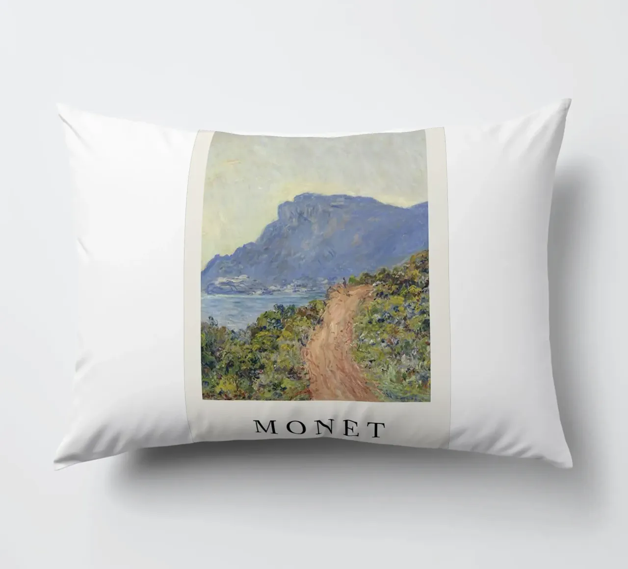 spiaggia tranquilla di montagna claude monet cuscino da belong shop