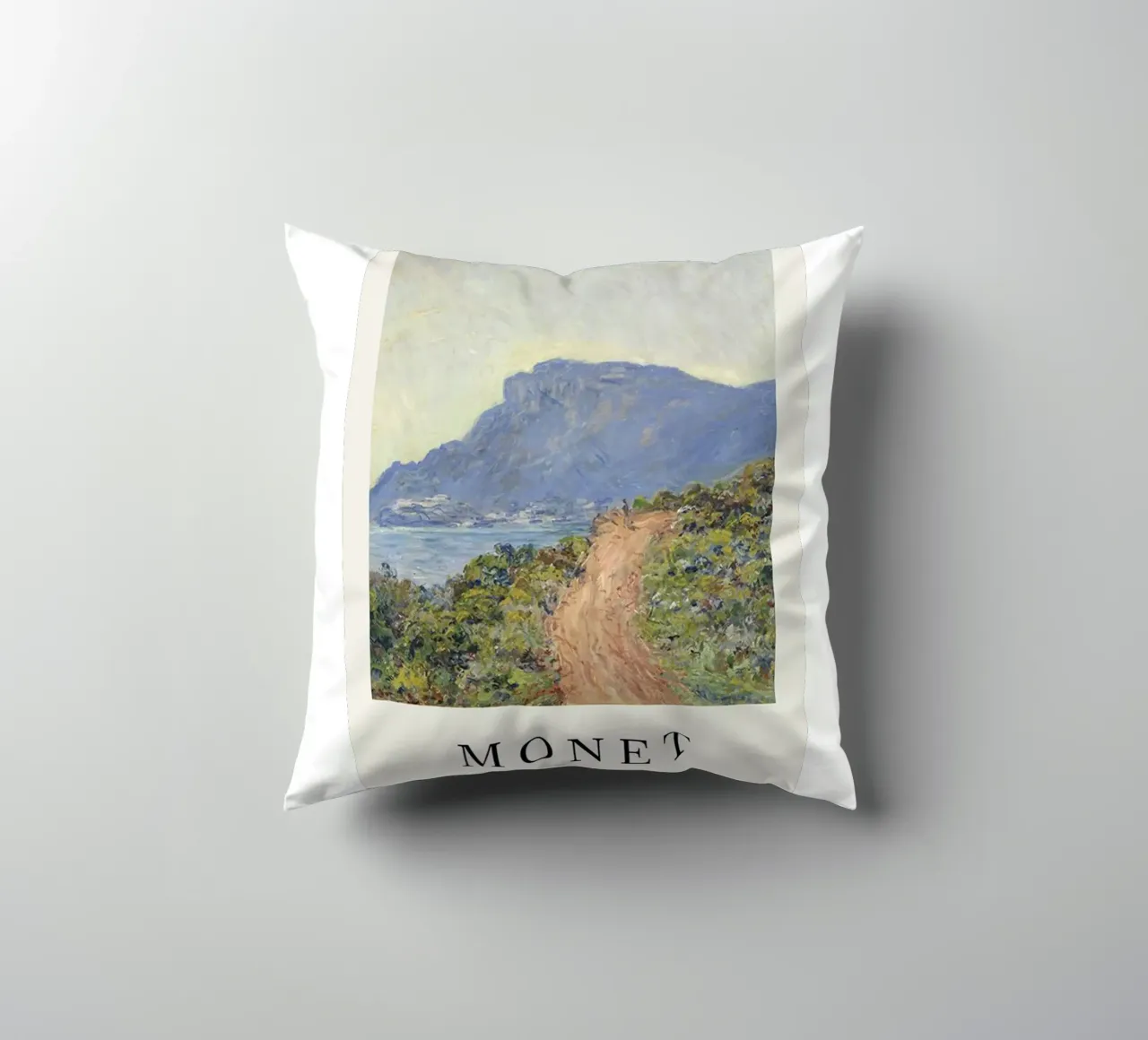 spiaggia tranquilla di montagna claude monet cuscino da belong shop