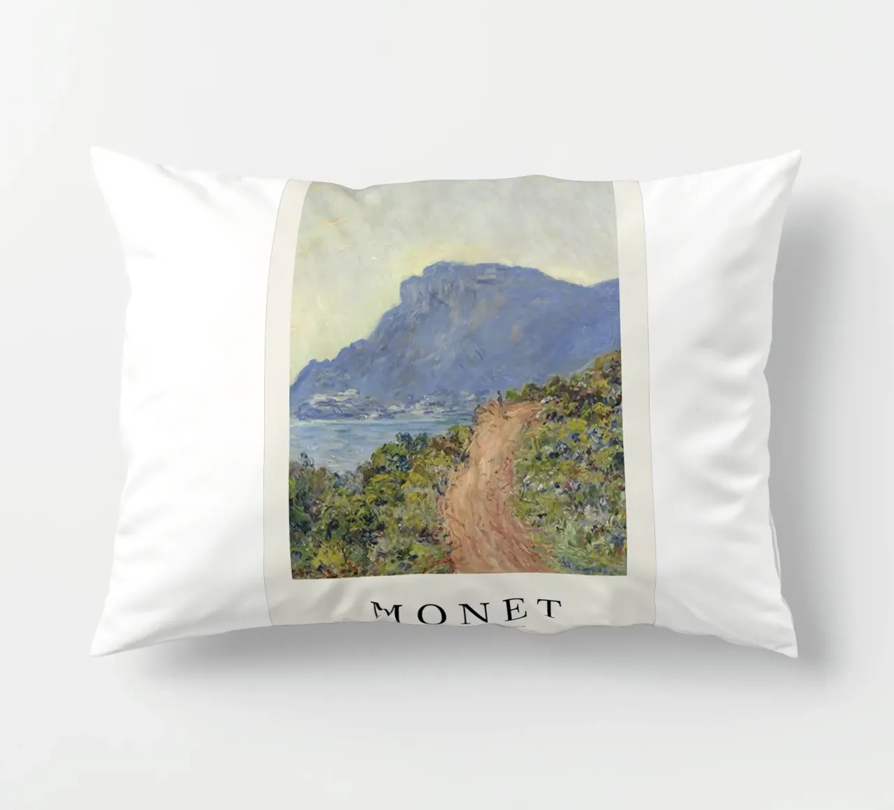 spiaggia tranquilla di montagna claude monet cuscino da belong shop