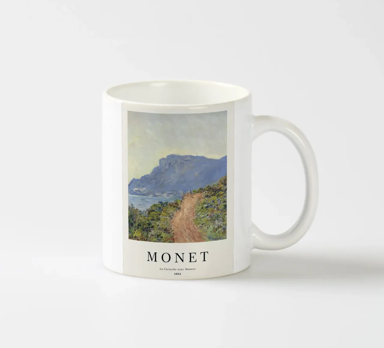 spiaggia tranquilla di montagna claude monet tazza in ceramica da belong shop