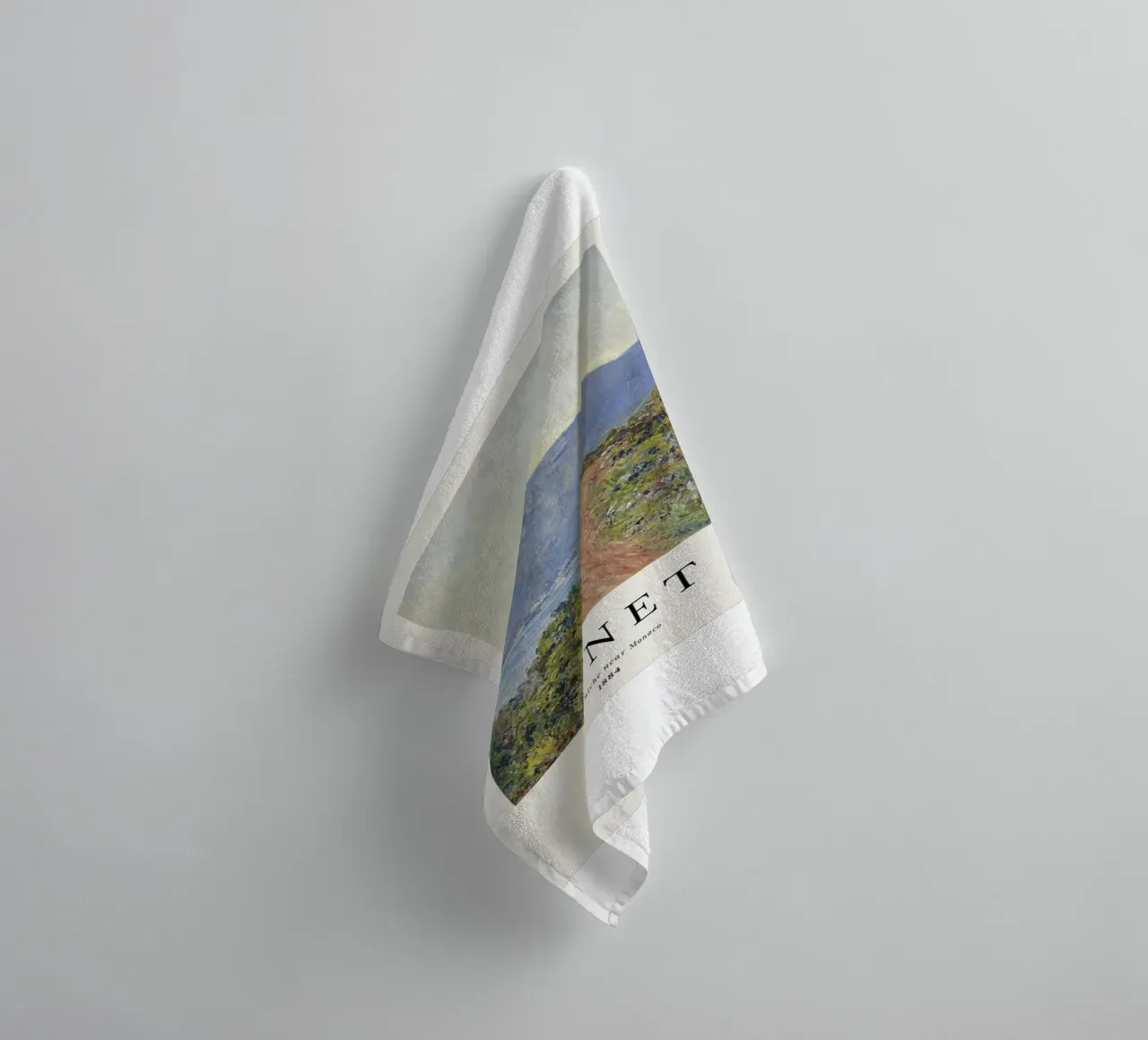 spiaggia tranquilla di montagna claude monet asciugamano da bagno da belong shop