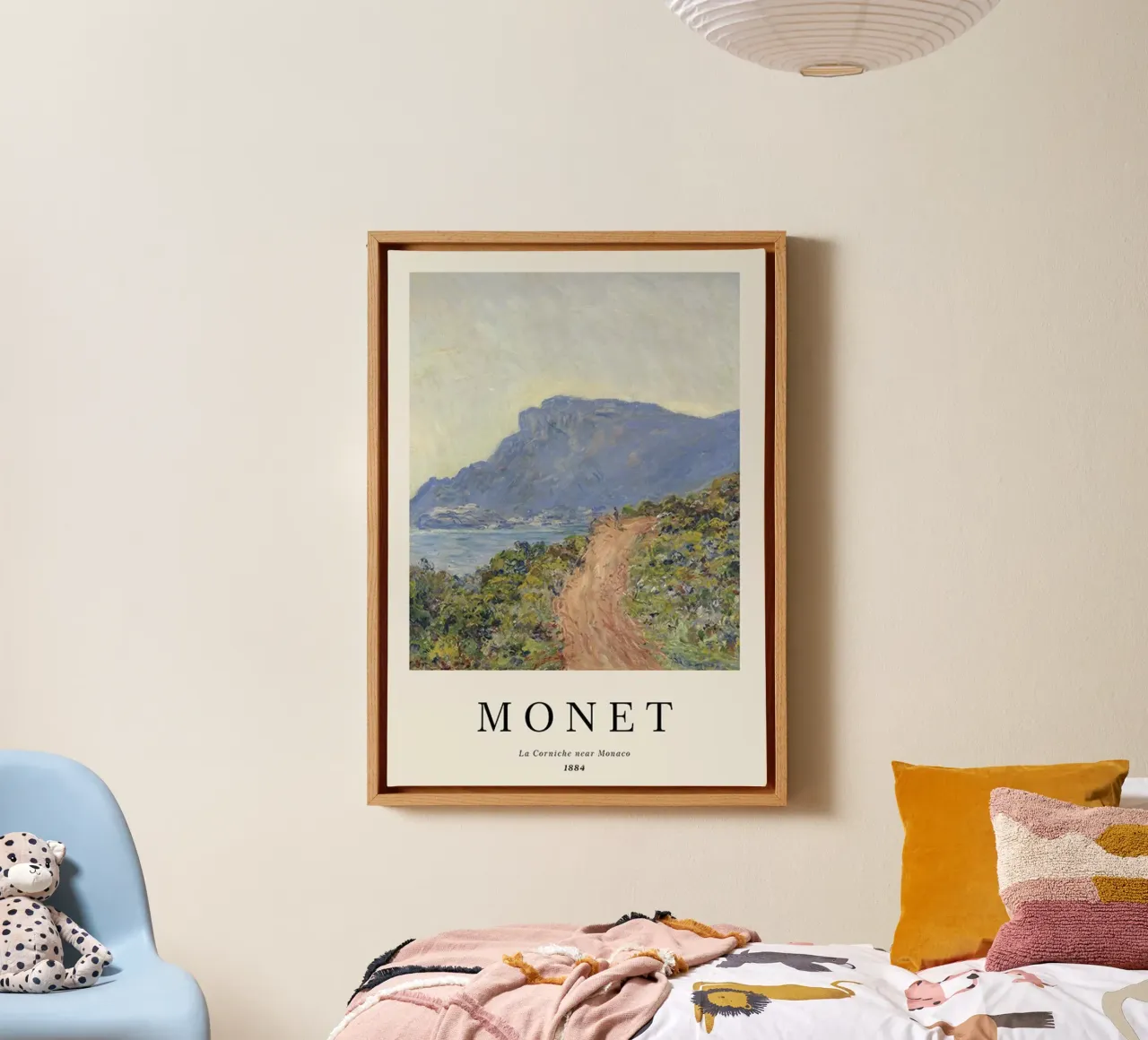 spiaggia tranquilla di montagna claude monet tela con Cornice a cassetta da belong shop