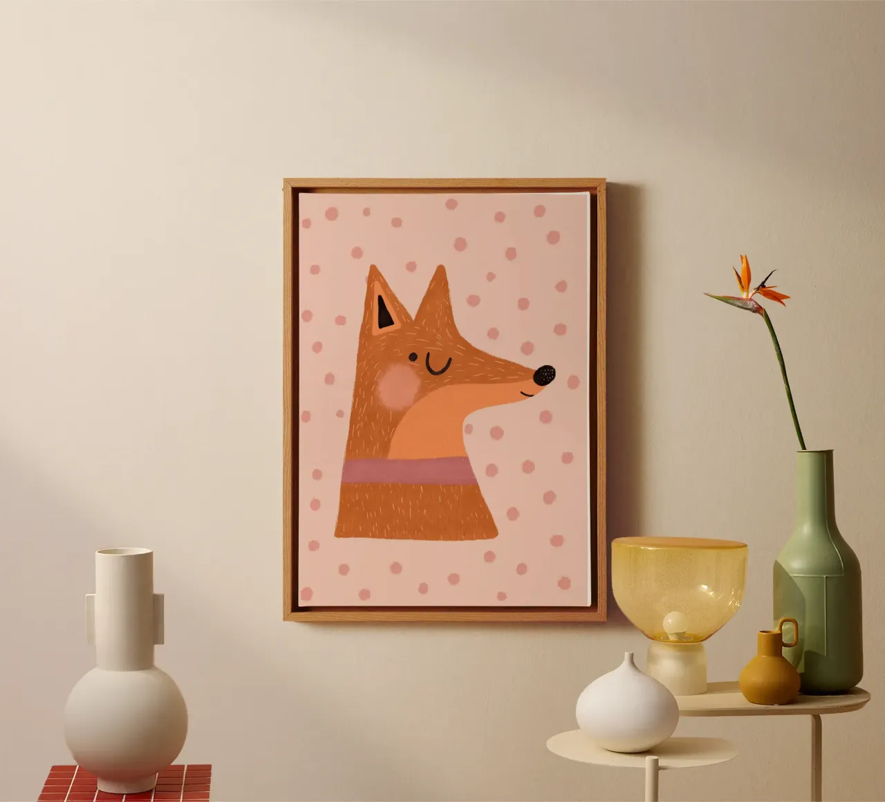 Fox Print for Nursery, Wall Art, Children's Print Set canvas with Floater frame by Little Lola