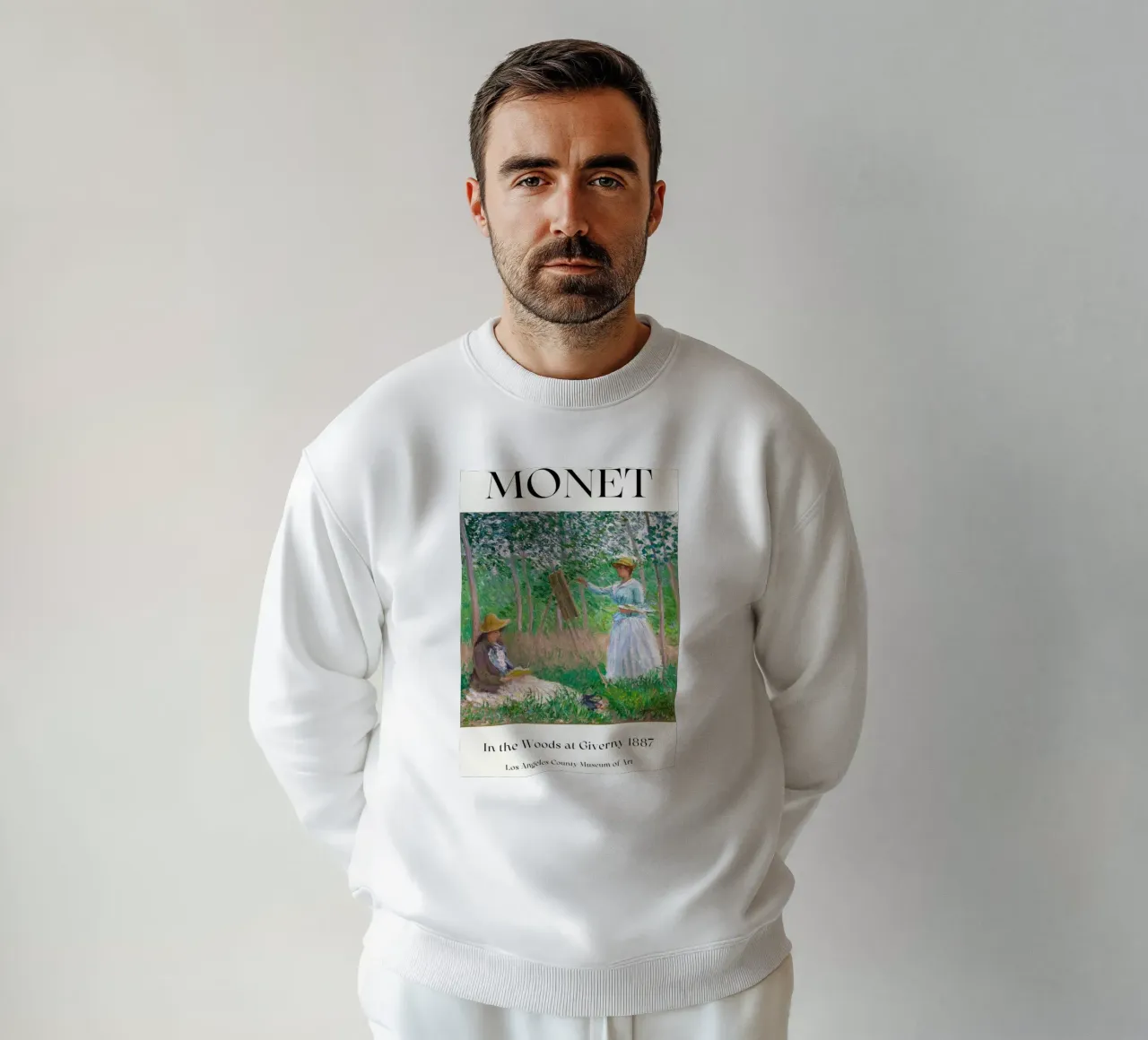 donna che dipinge persone nella foresta claude monet felpa da belong shop