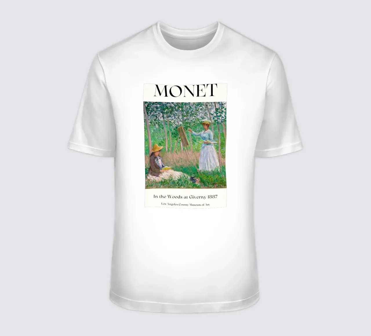 donna che dipinge persone nella foresta claude monet t-shirt da belong shop