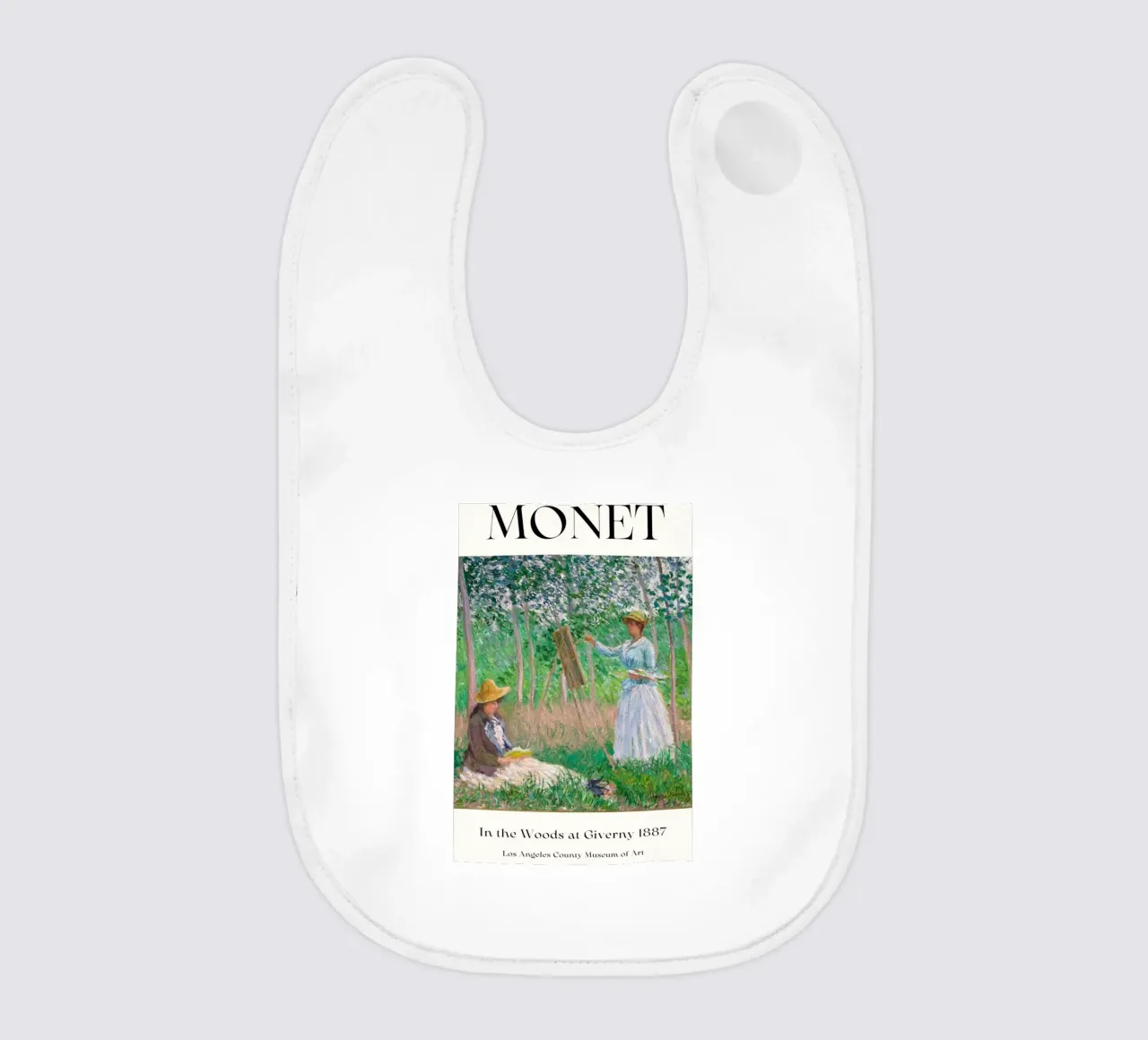 donna che dipinge persone nella foresta claude monet bavaglino da belong shop