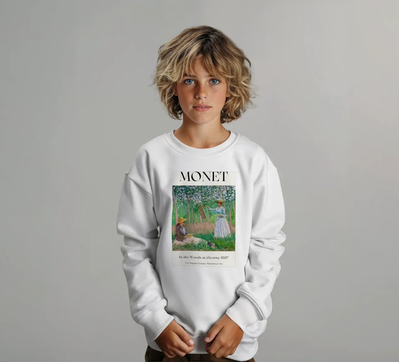 donna che dipinge persone nella foresta claude monet felpa bambino da belong shop
