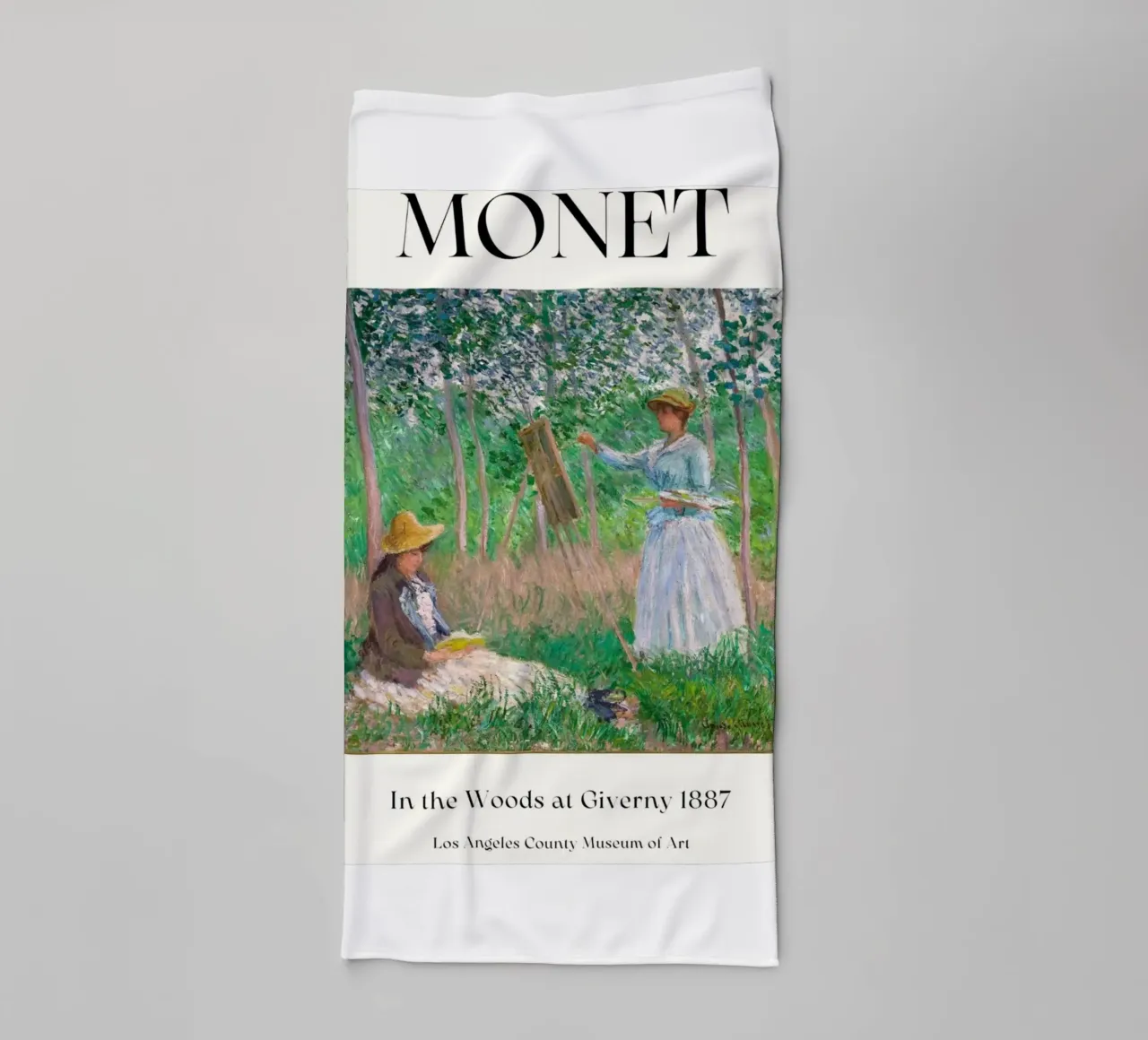 donna che dipinge persone nella foresta claude monet asciugamano da bagno da belong shop