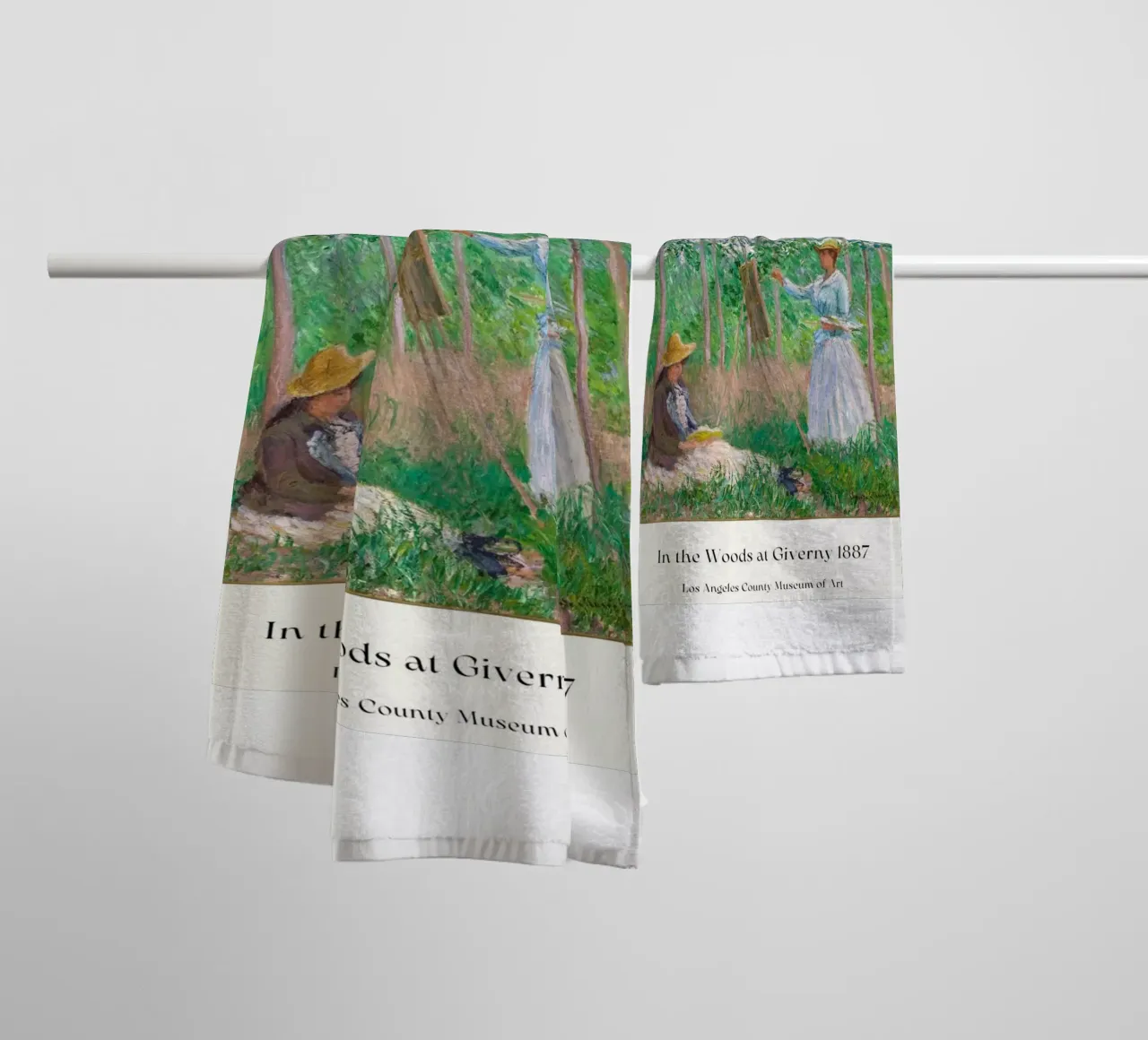 donna che dipinge persone nella foresta claude monet asciugamano da bagno da belong shop