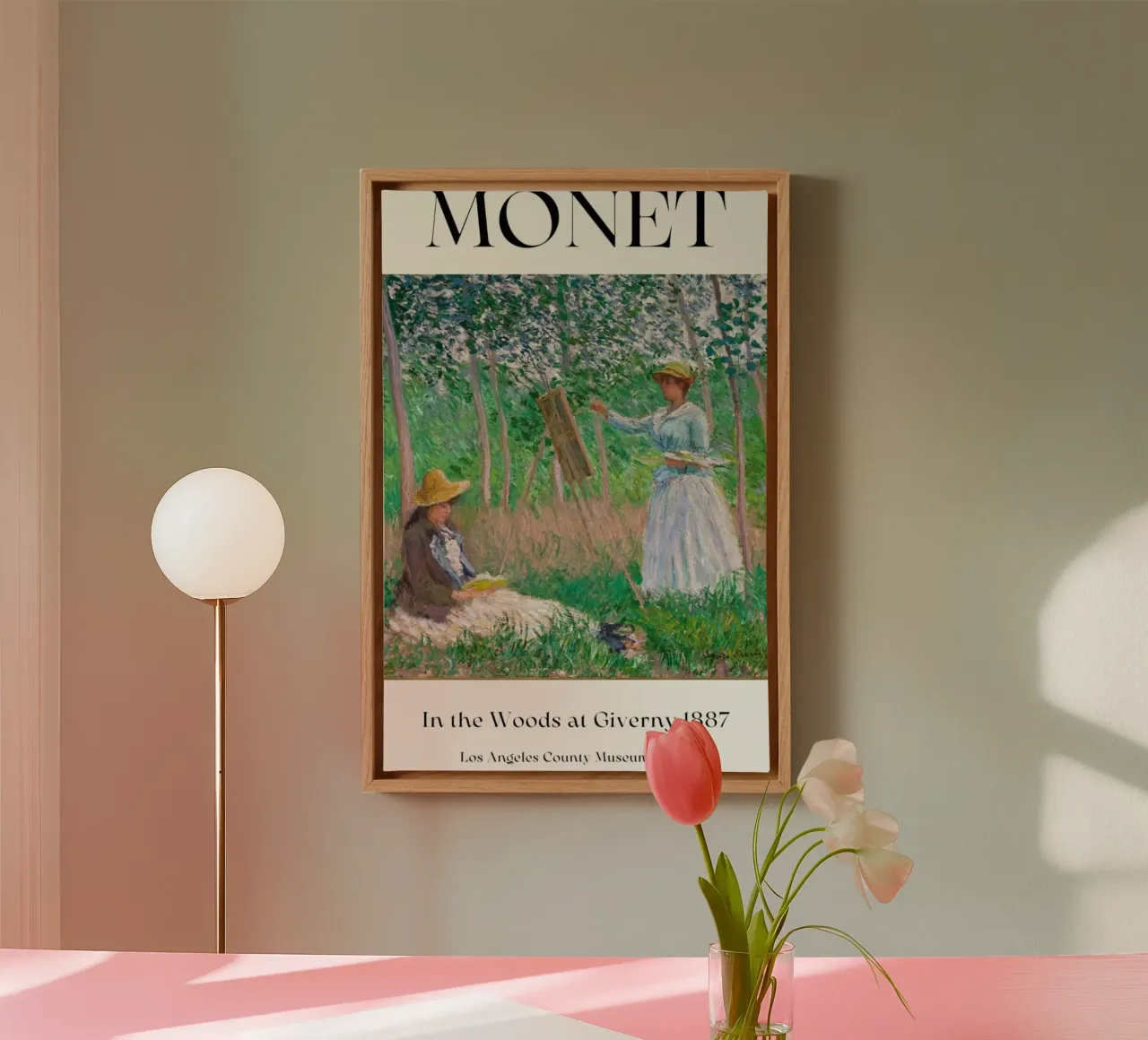 donna che dipinge persone nella foresta claude monet tela con Cornice a cassetta da belong shop