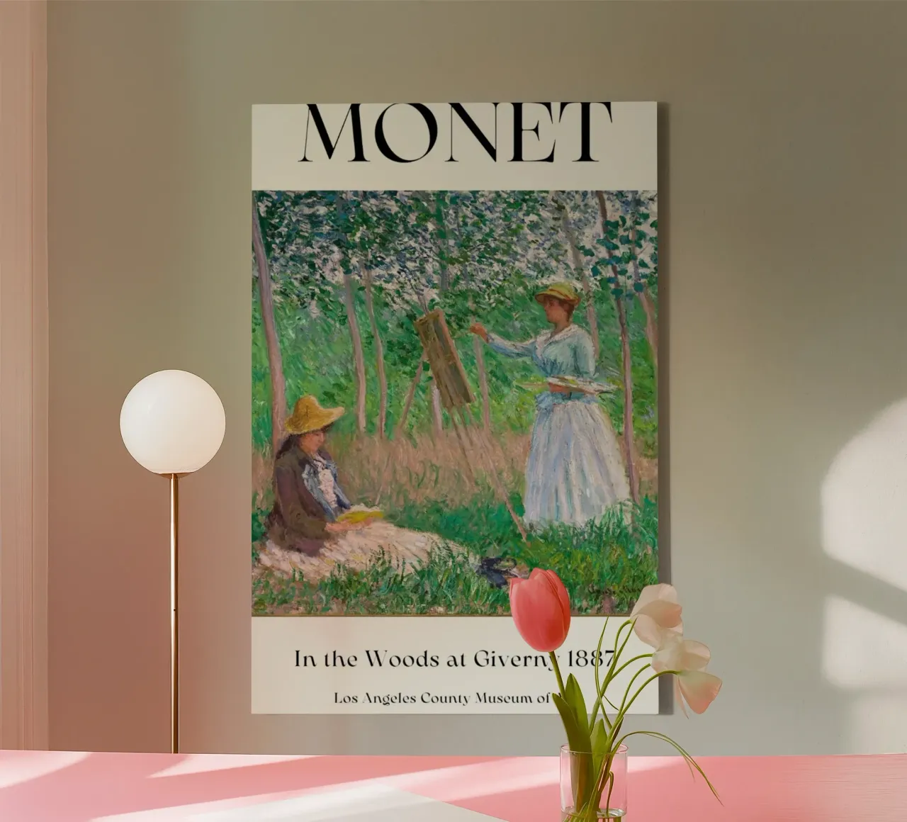 donna che dipinge persone nella foresta claude monet tela con Cornice a cassetta da belong shop