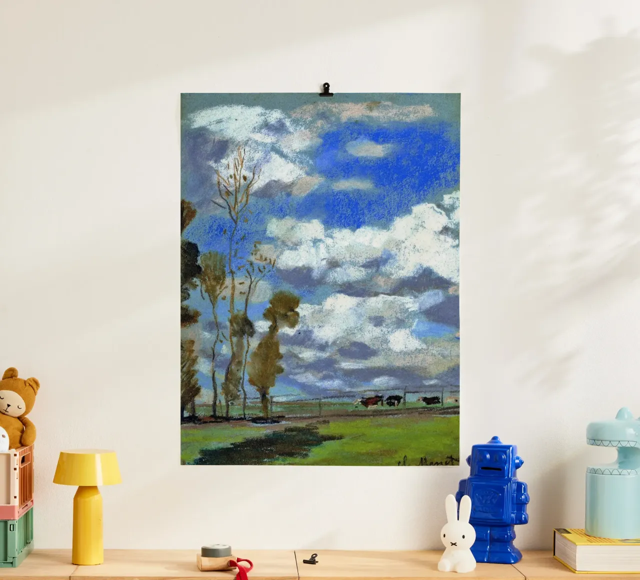 peternakan sapi greenfield campagna claude monet poster con telaio in legno da belong shop