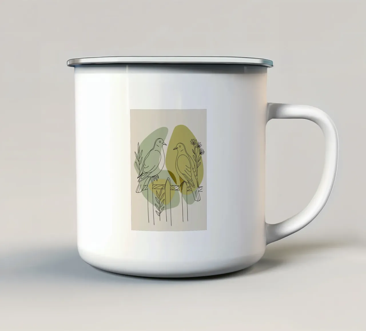 Two Doves enamel mug by RELAXING TOUCH