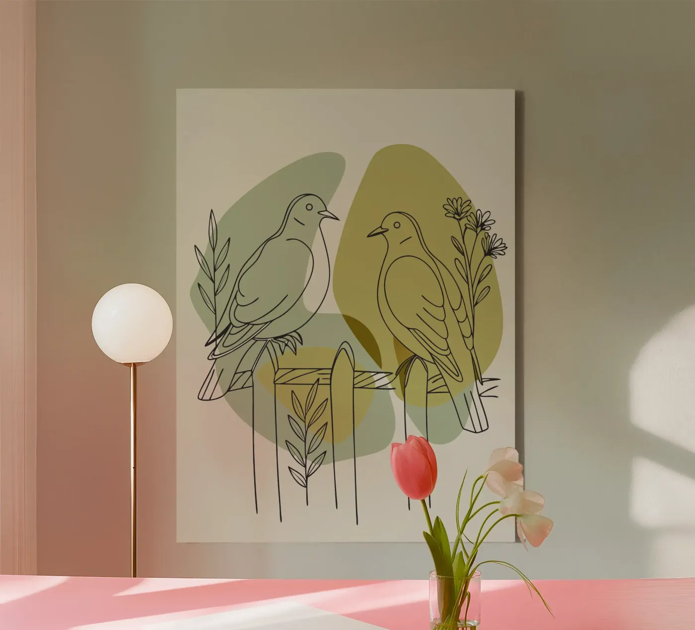 Twee duiven canvas van RELAXING TOUCH