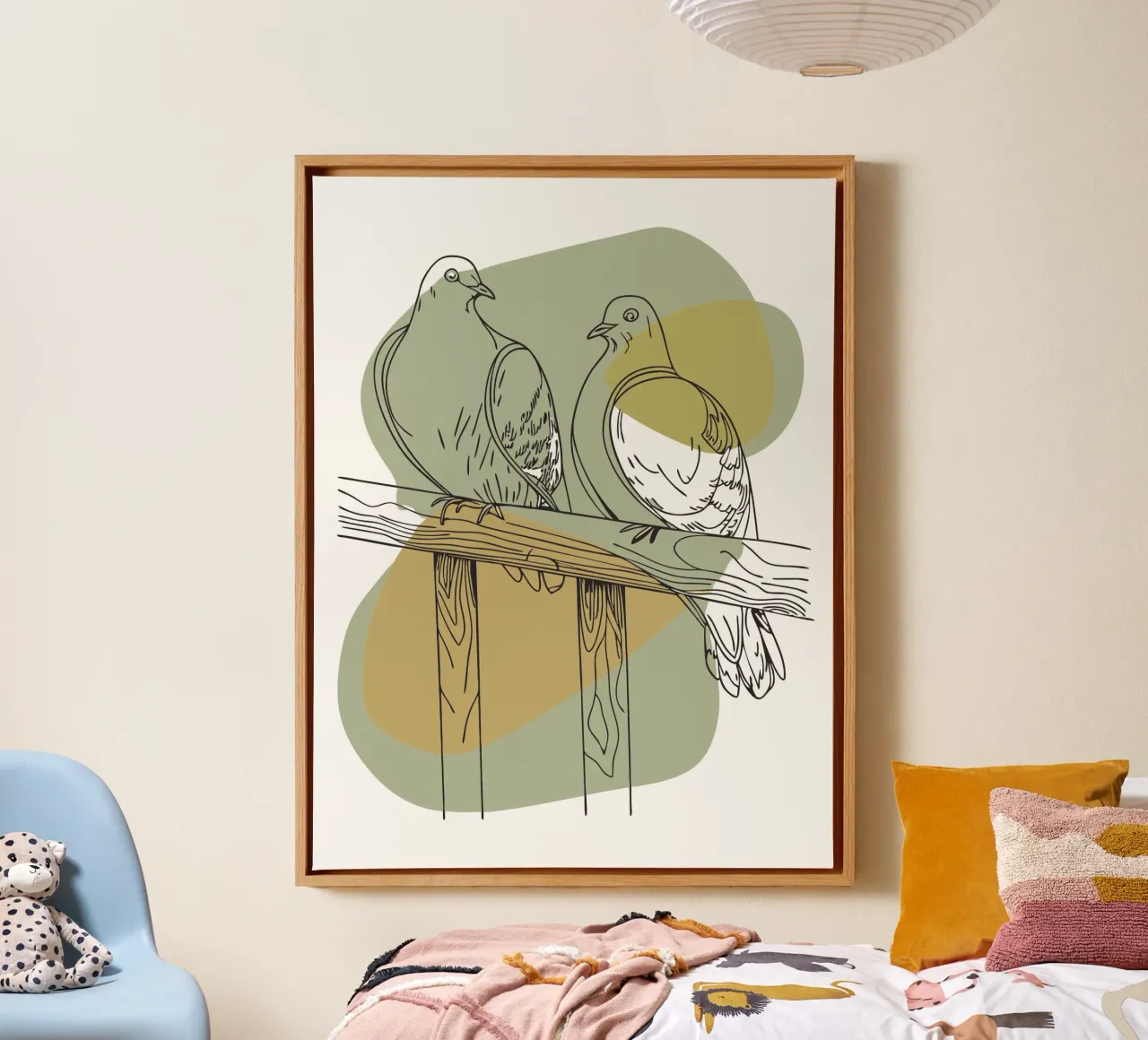 Twee duiven canvas met Baklijst van RELAXING TOUCH