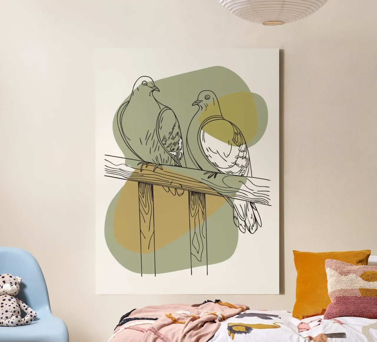 Twee duiven canvas met Baklijst van RELAXING TOUCH