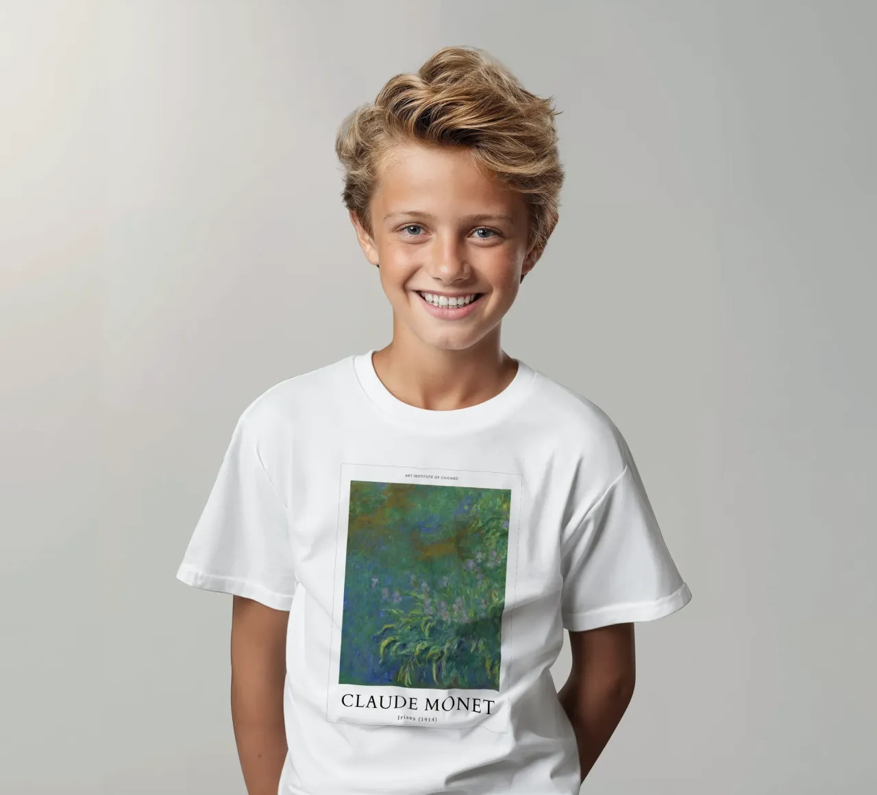 iris horticulture garden landscape claude monet kids t-shirt by belong shop