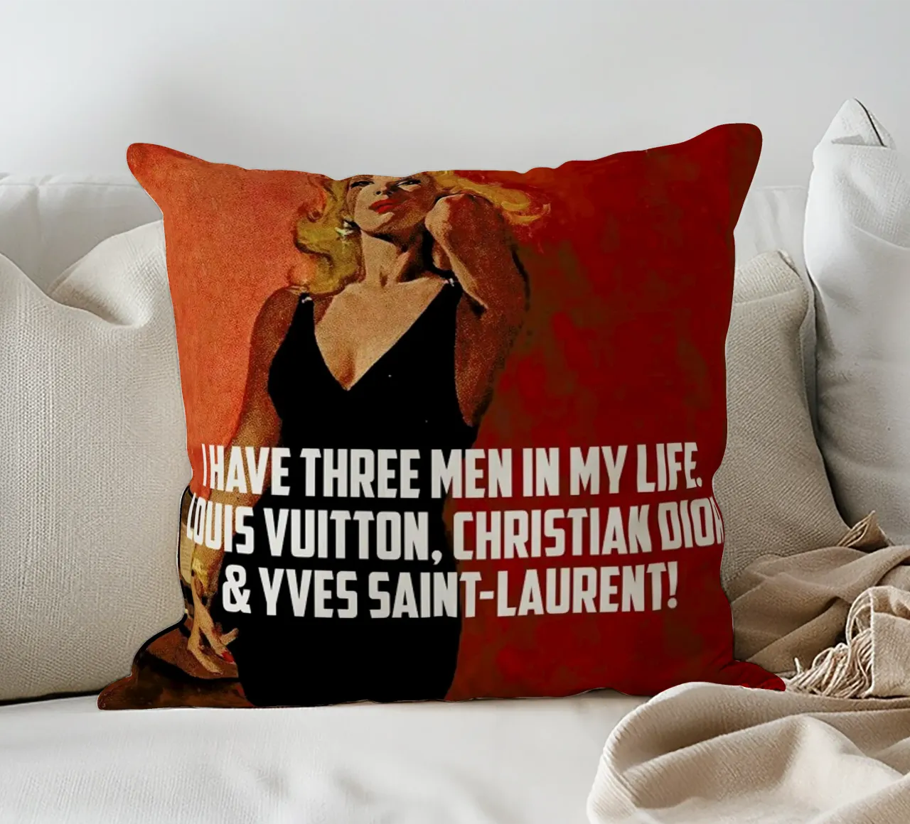 I Have Three Men In My Life cuscino da Gallery Print and Art Limited
