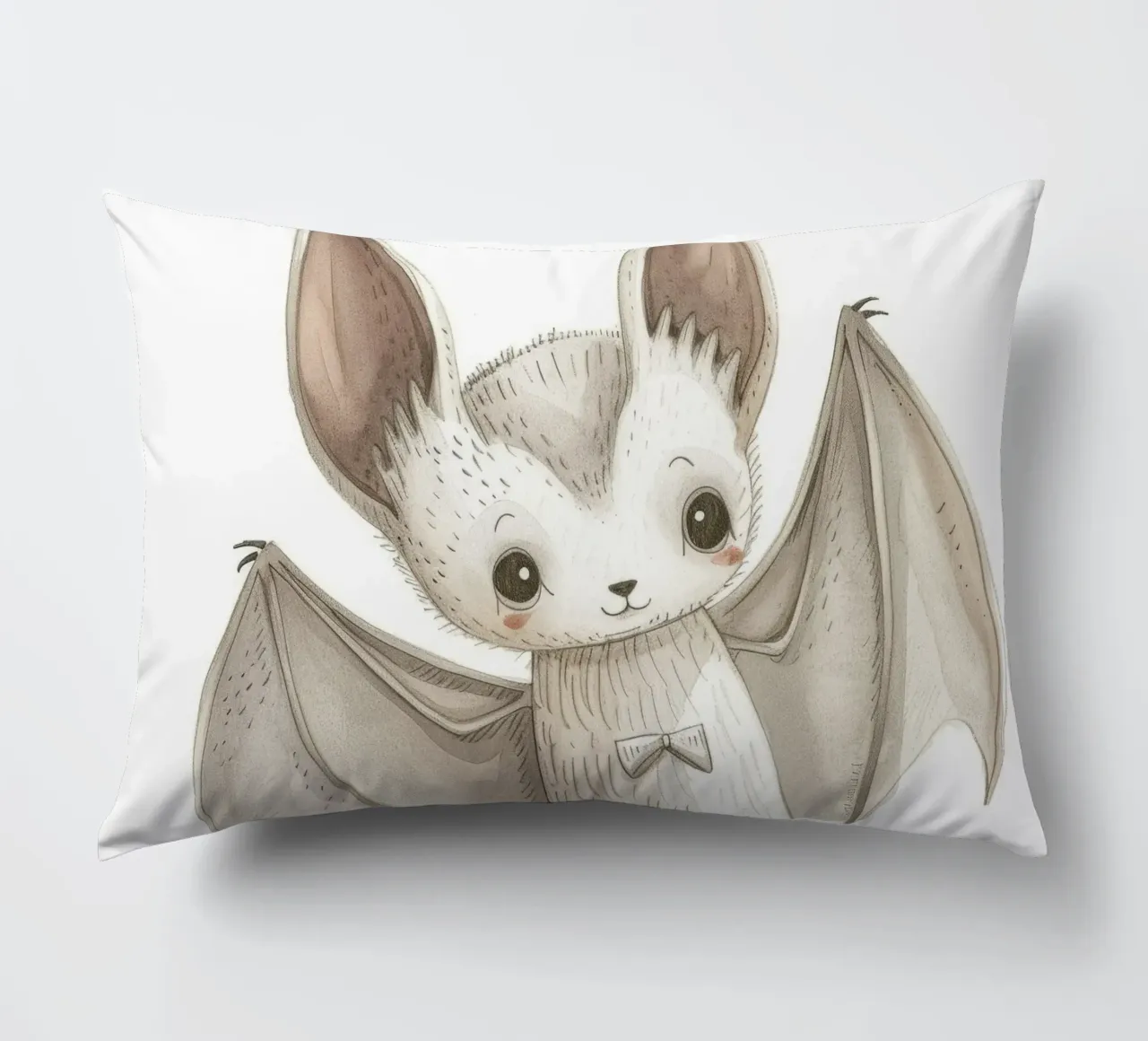 Illustrazione stilizzata di un pipistrello grigio con ali distese cuscino da DesignDoodle