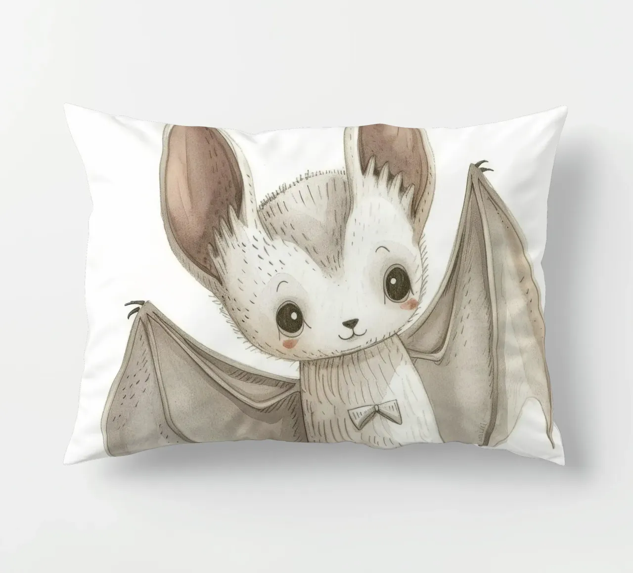 Illustrazione stilizzata di un pipistrello grigio con ali distese cuscino da DesignDoodle