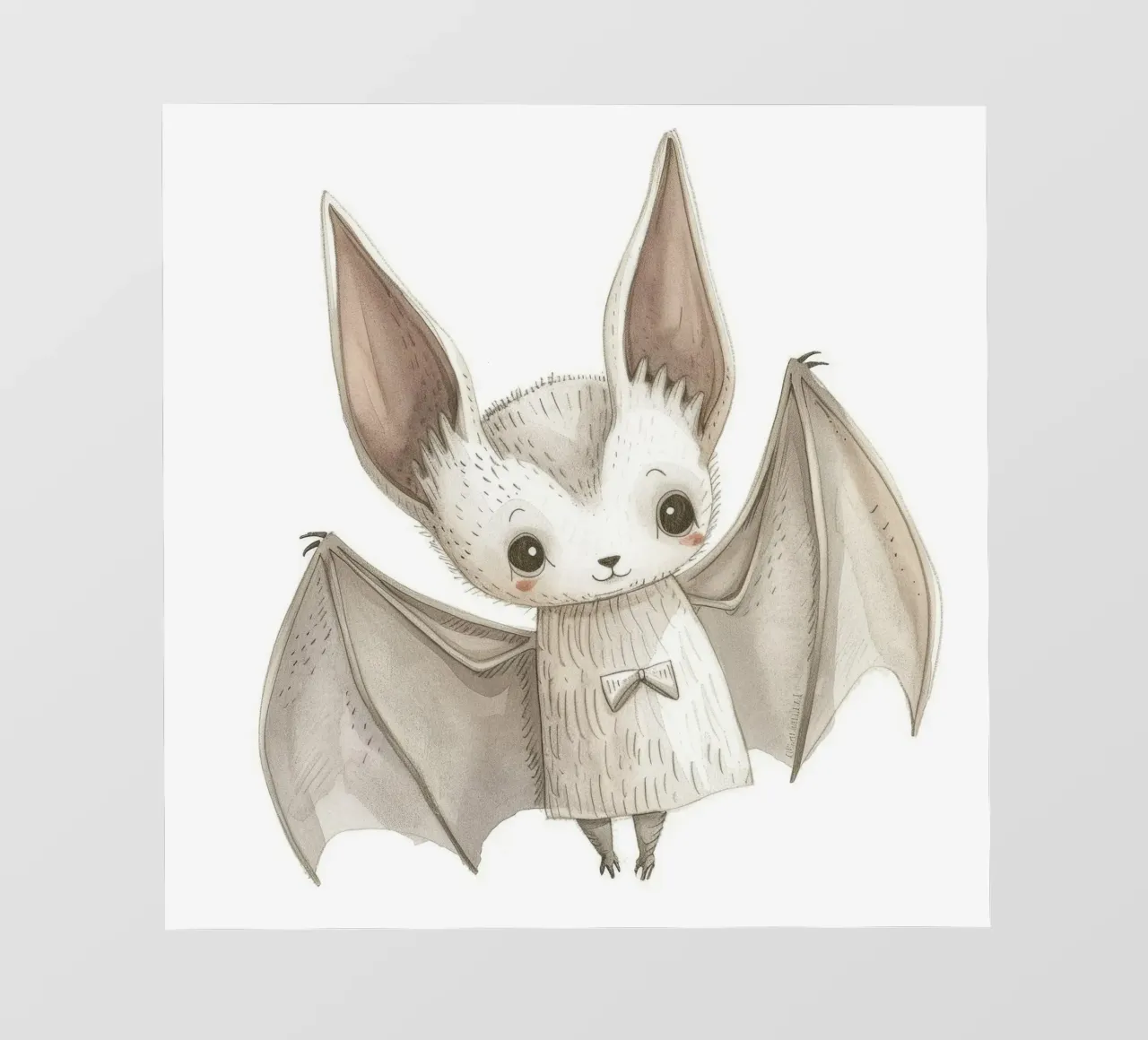 Illustration stylisée d'une chauve-souris grise aux ailes déployées papier peint photo de DesignDoodle