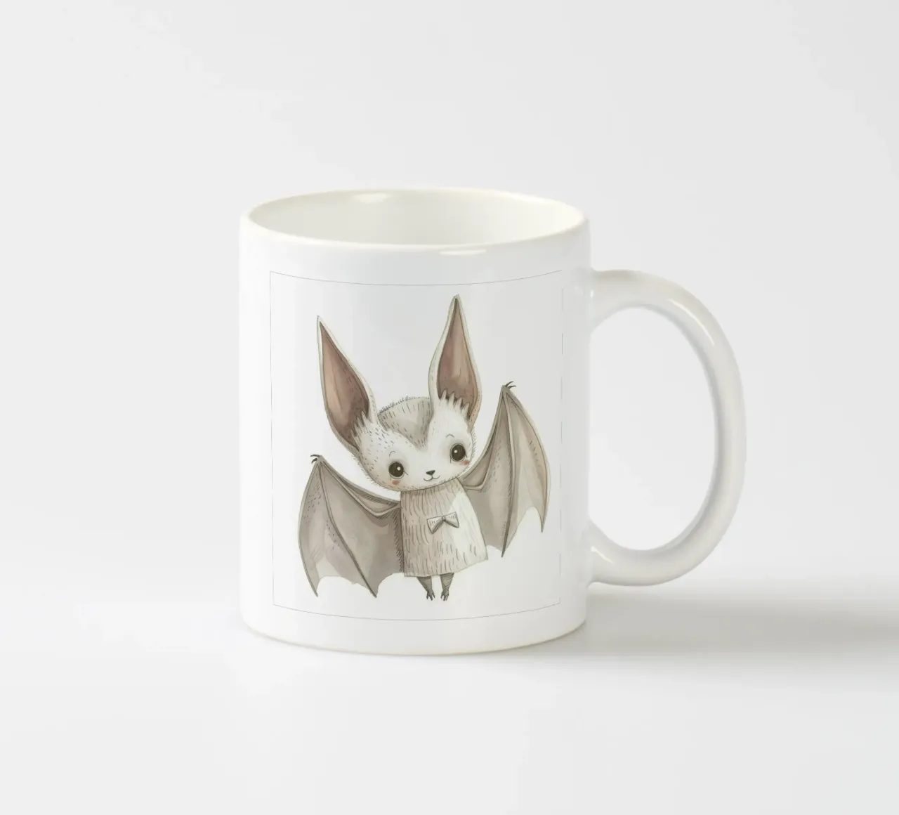 Illustrazione stilizzata di un pipistrello grigio con ali distese tazza in ceramica da DesignDoodle