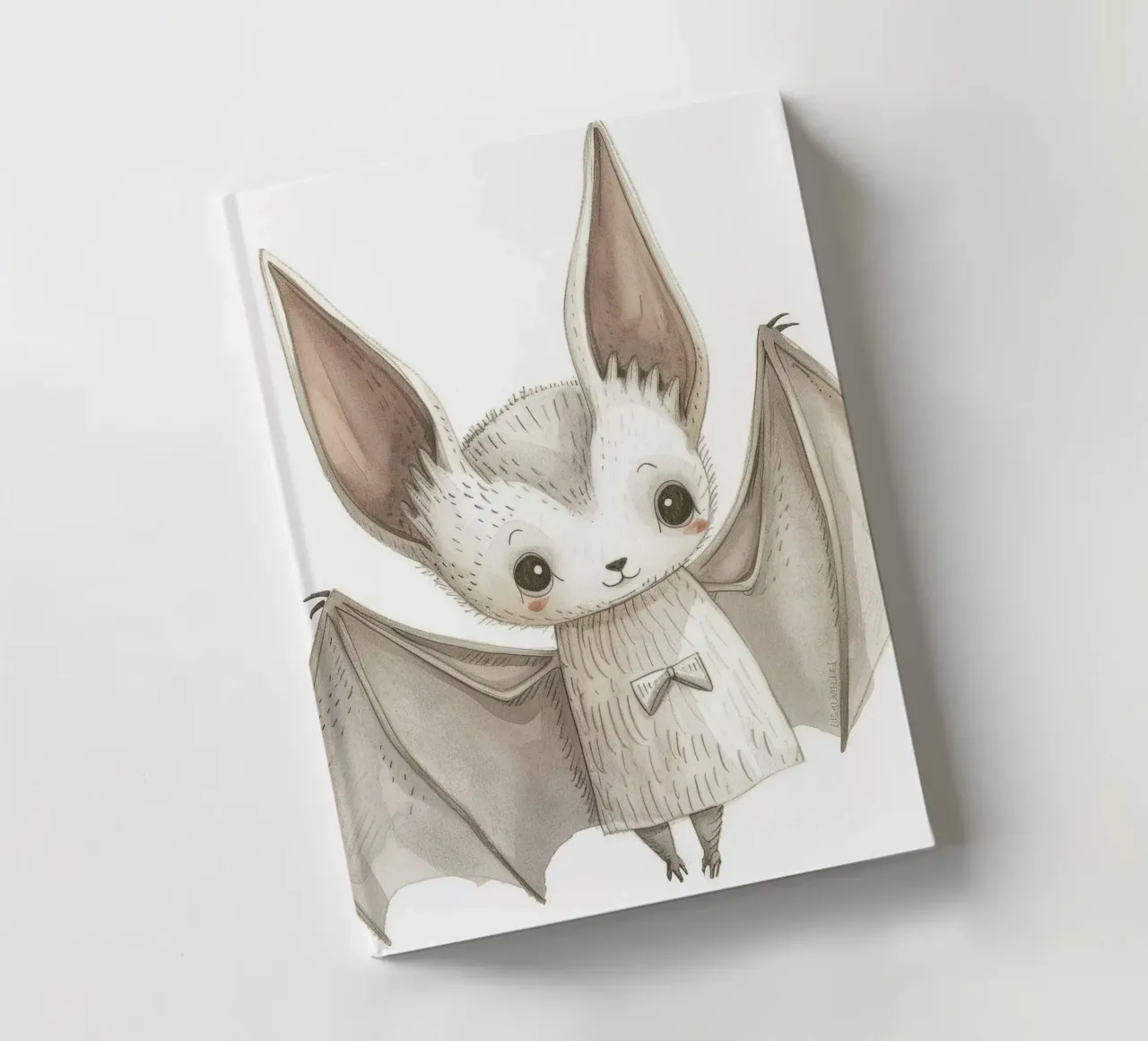 Illustration stylisée d'une chauve-souris grise aux ailes déployées carnet de notes de DesignDoodle