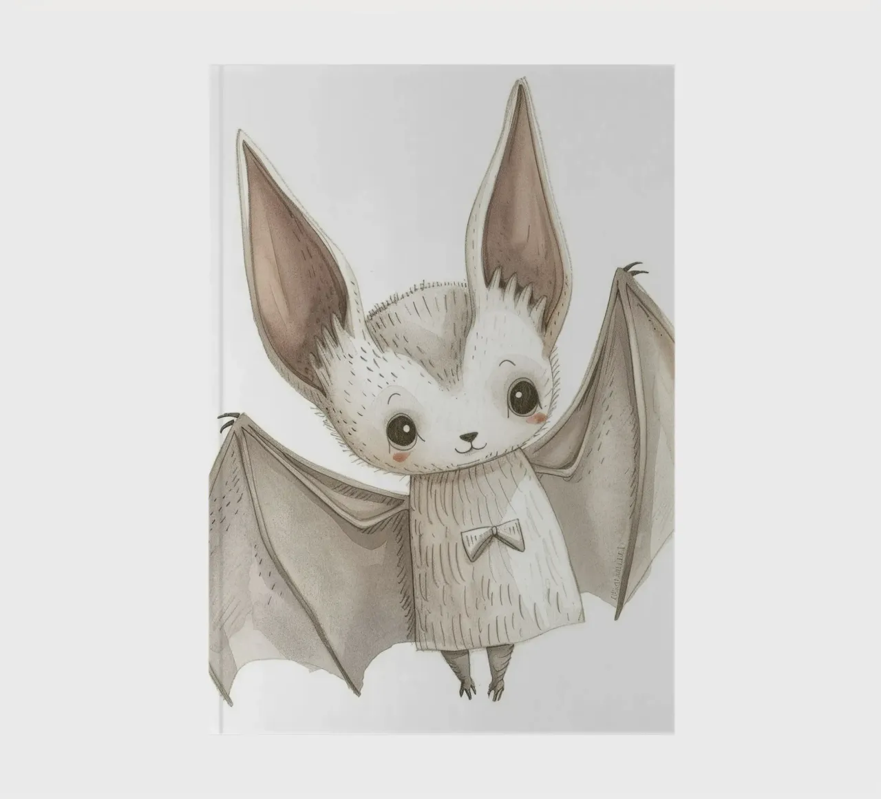 Illustration stylisée d'une chauve-souris grise aux ailes déployées carnet de notes de DesignDoodle