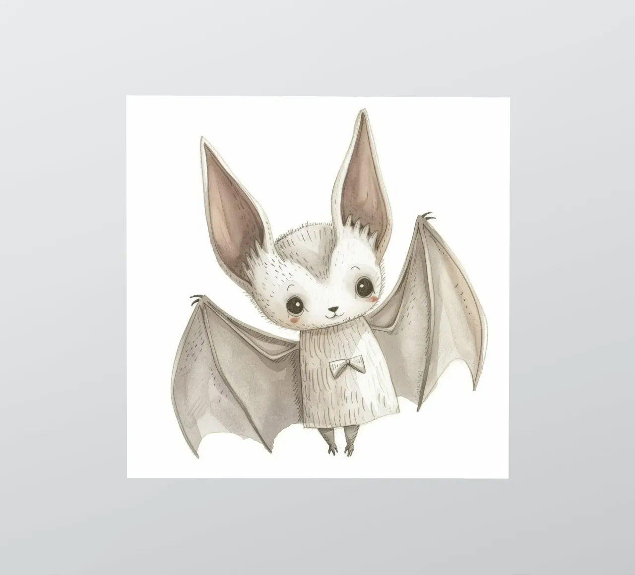 Stylized Illustration of a Grey Bat with Outstretched Wings sticker by DesignDoodle