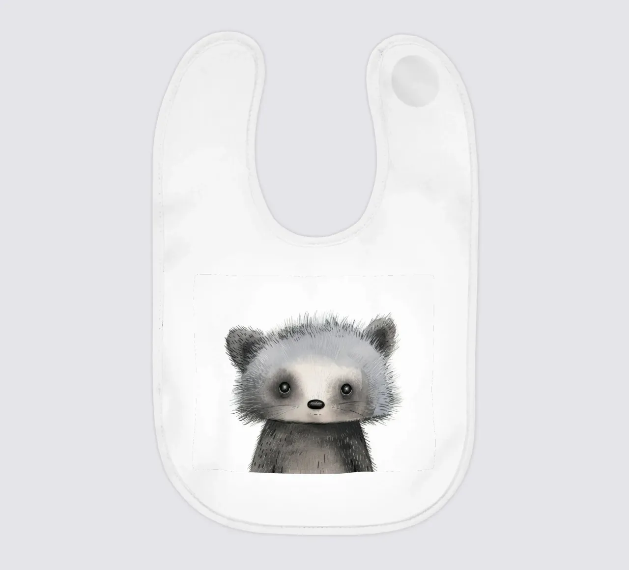 Illustrazione stilizzata di un animale grigio simile al procione bavaglino da DesignDoodle