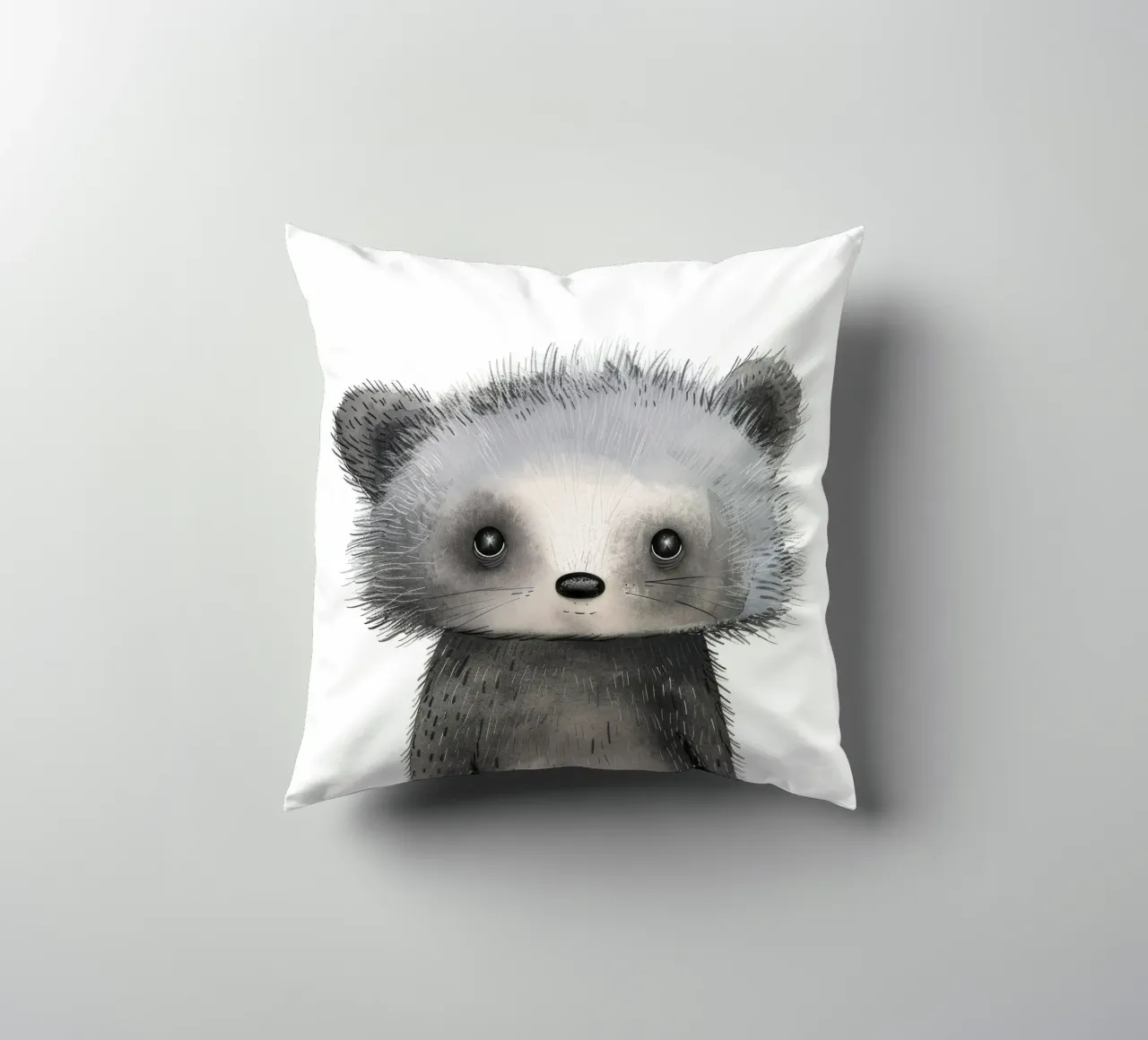 Illustrazione stilizzata di un animale grigio simile al procione cuscino da DesignDoodle
