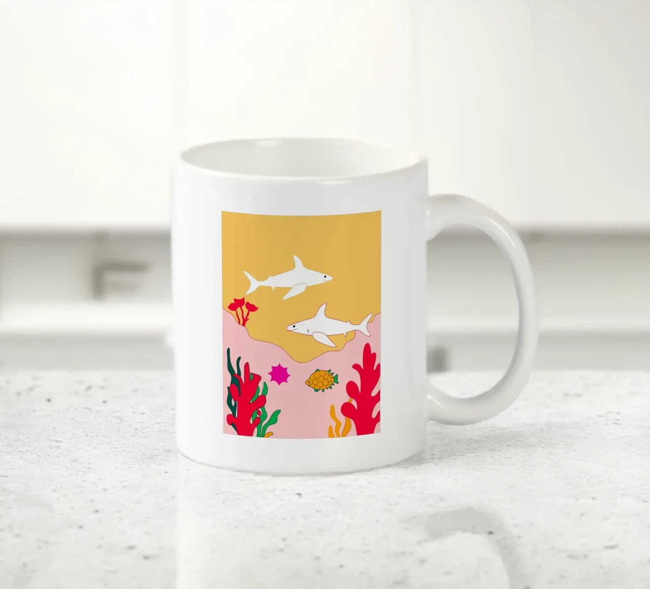 Due squali nel mare tazza in ceramica da OUR SHOP