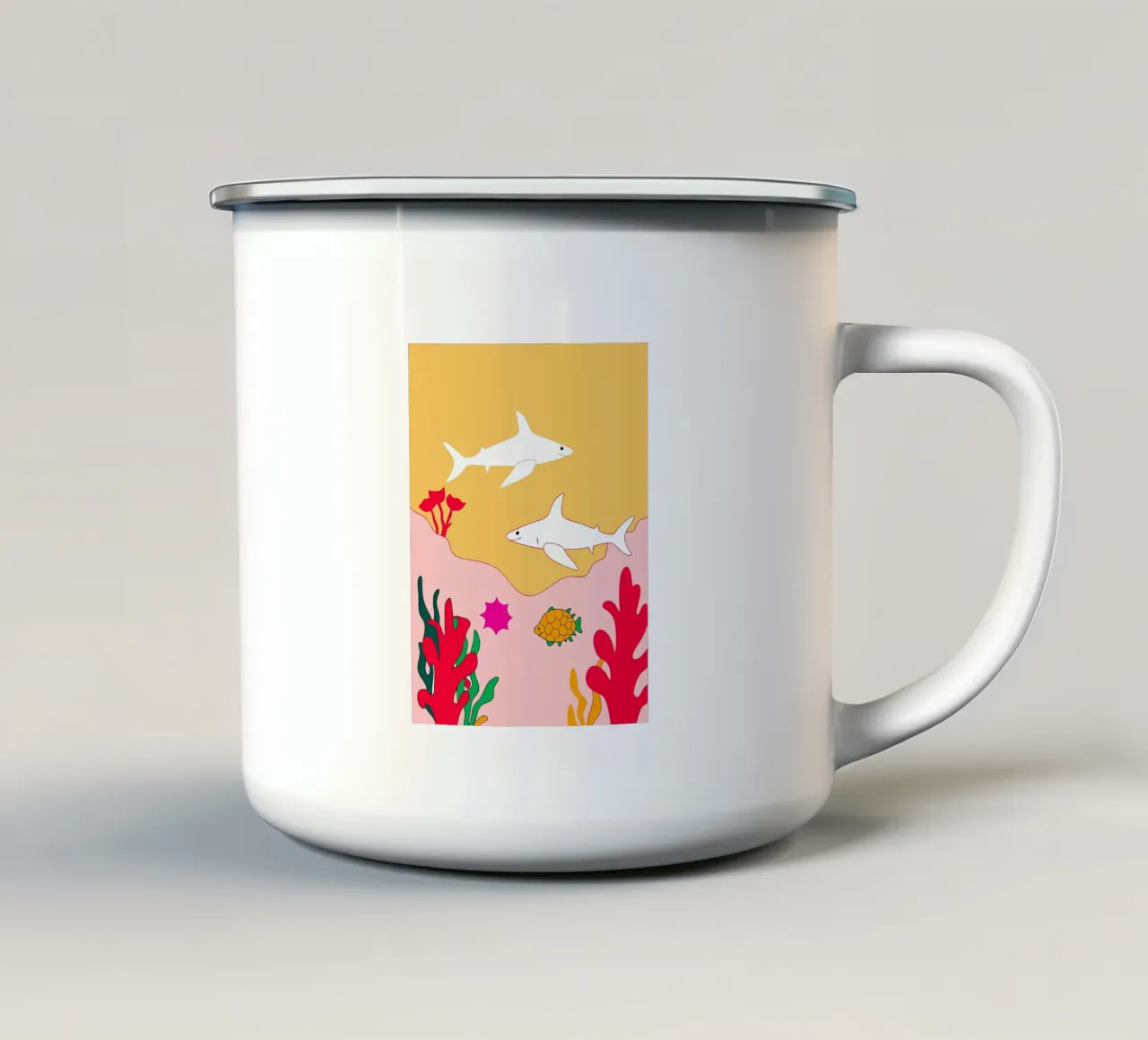 Due squali nel mare tazza in smalto da OUR SHOP