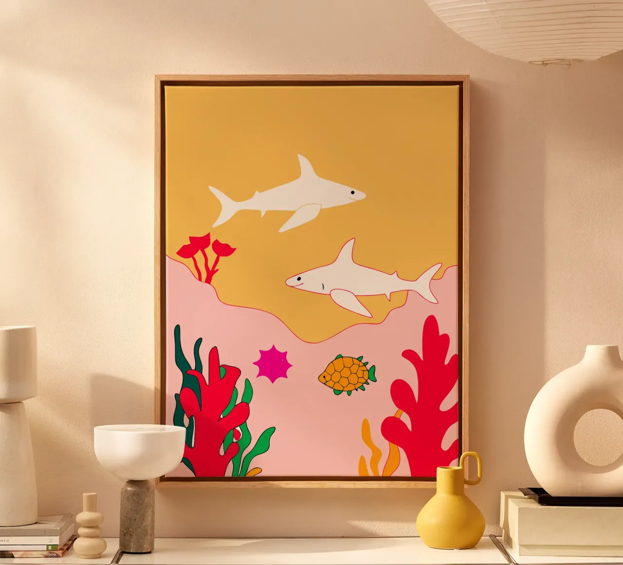 Deux requins dans la mer toile de OUR SHOP