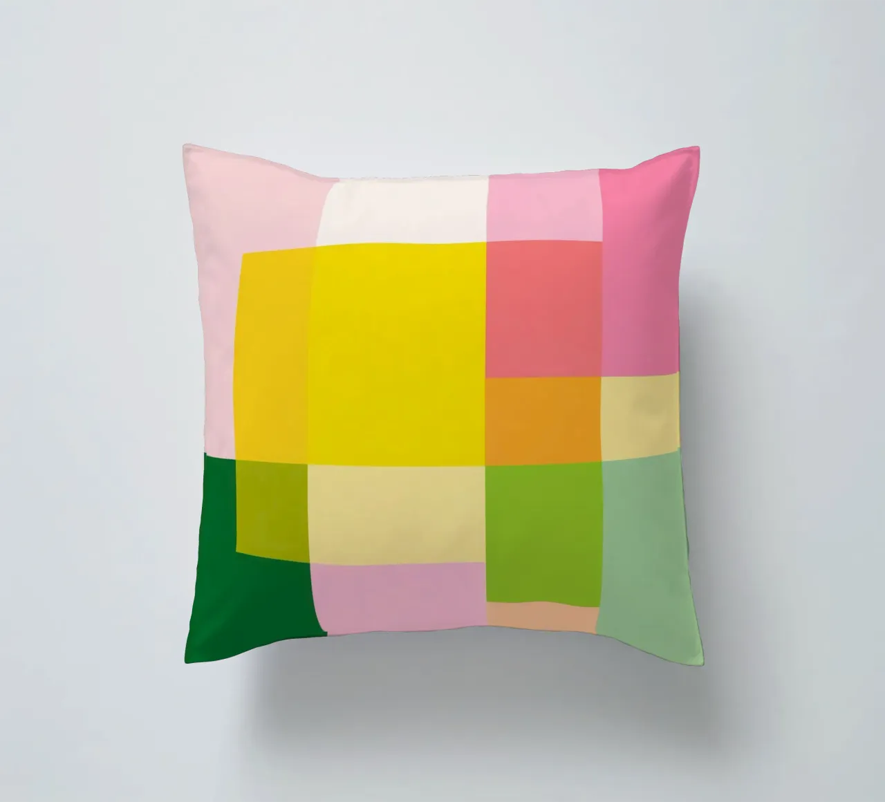 Abstract mosaic of soft pastel colours decorative cushion by Autofocus
