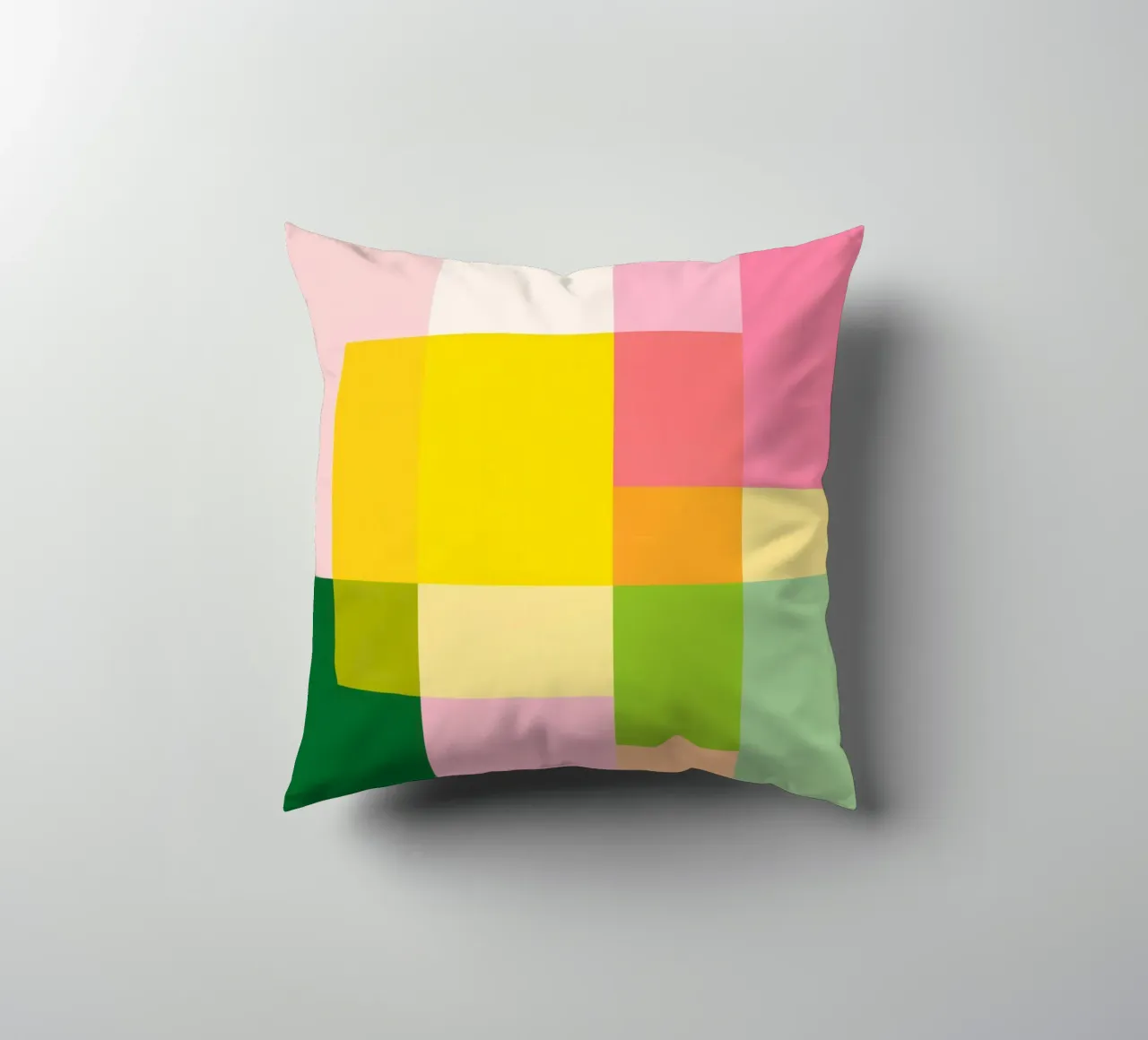 Abstract mosaic of soft pastel colours decorative cushion by Autofocus