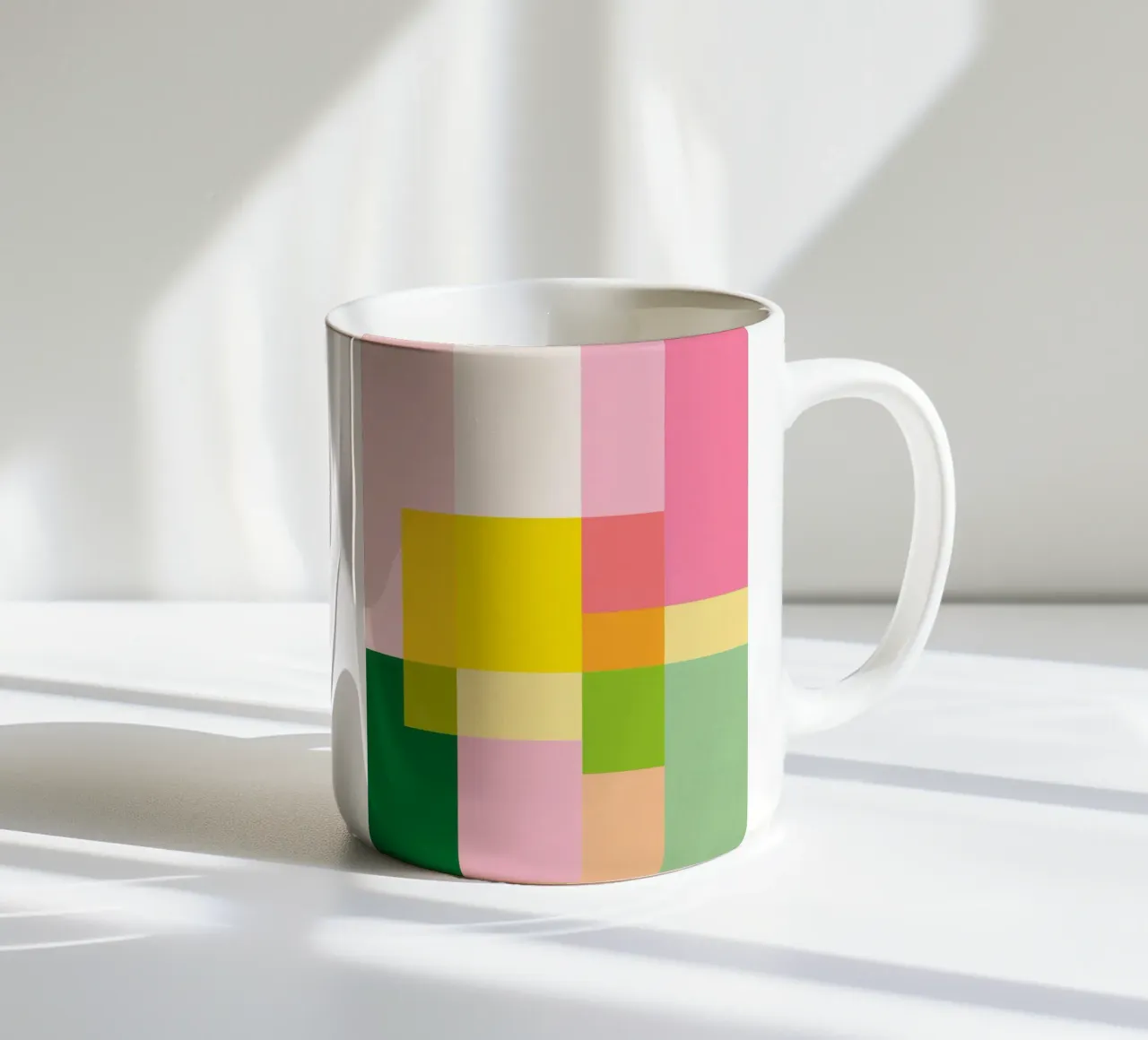 Abstract mosaic of soft pastel colours ceramic mug by Autofocus