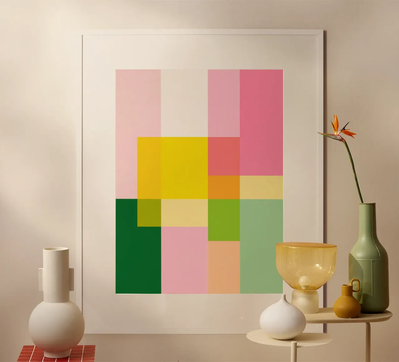 Abstract mosaic of soft pastel colours poster by Autofocus
