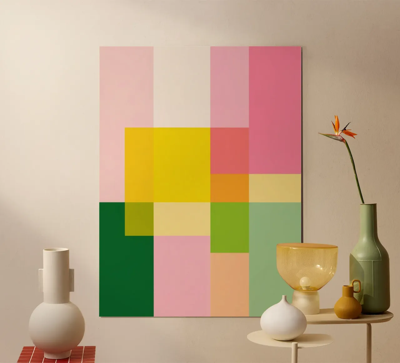 Abstract mosaic of soft pastel colours poster by Autofocus
