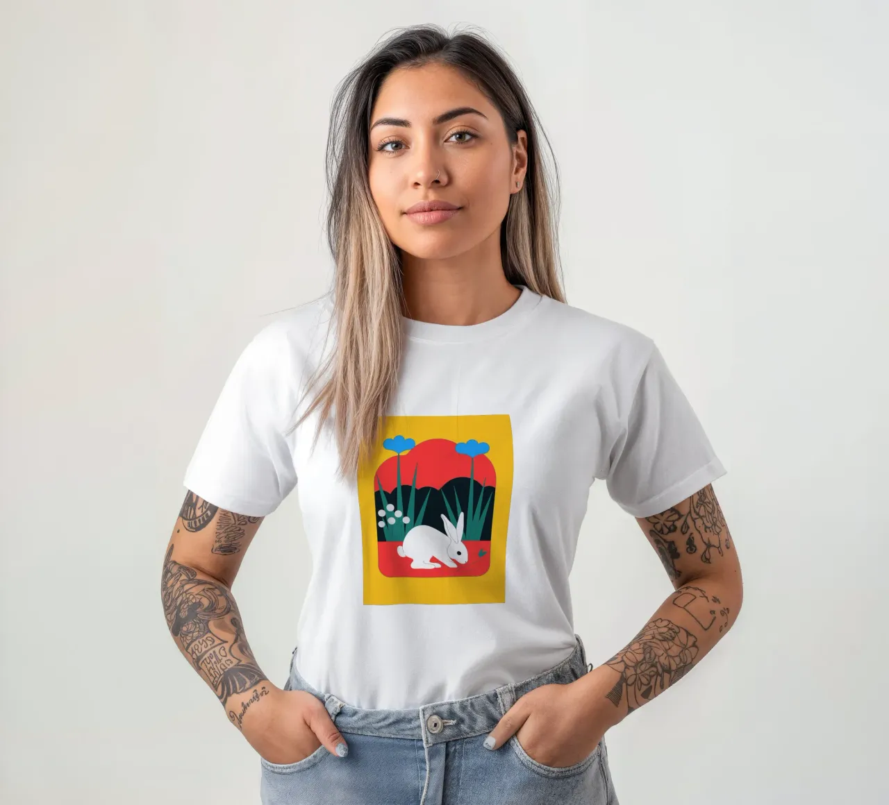 Coniglio in cerca di cibo t-shirt da OUR SHOP
