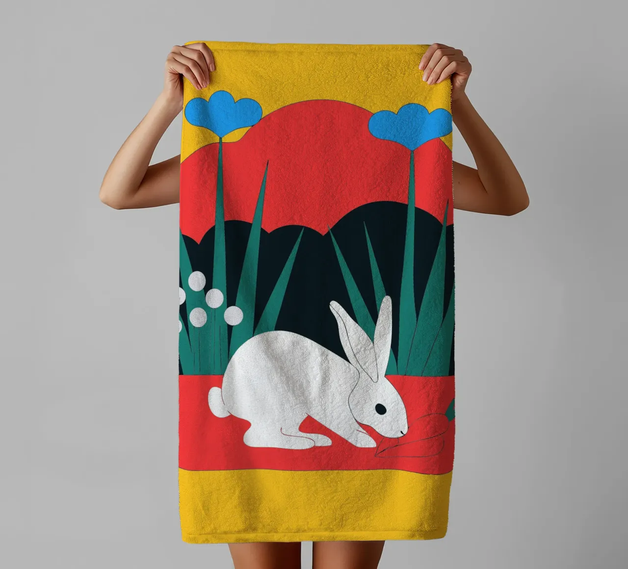 Rabbit Looking for Food towel by OUR SHOP