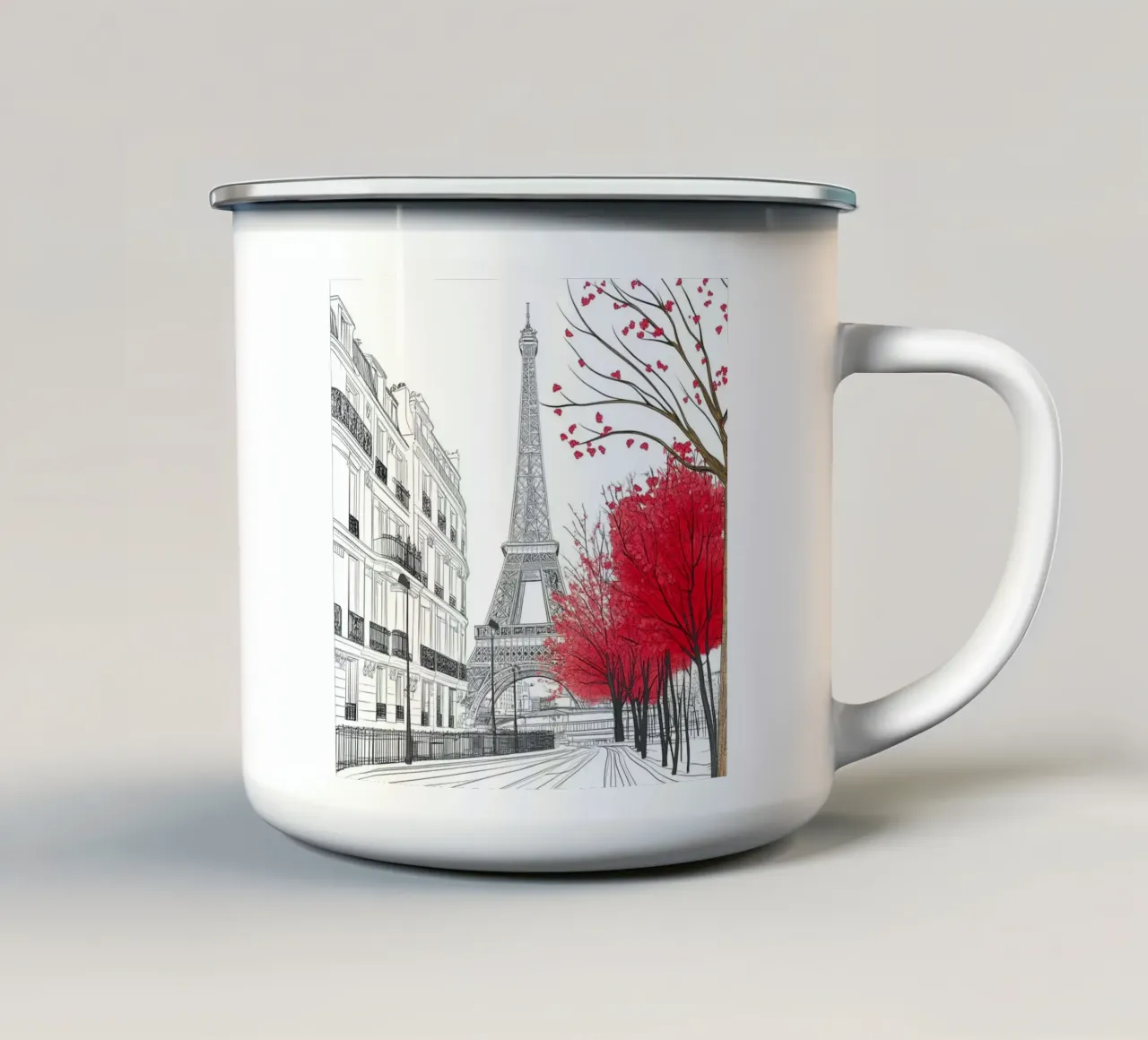 Line Art Paris tazza in smalto da Motivate-Today
