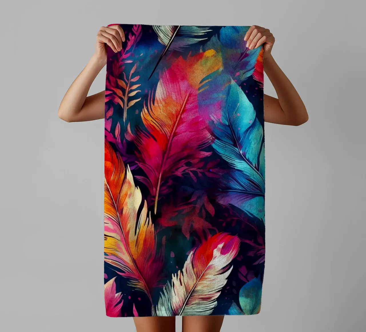 Feathers colors towel by Lionmixart