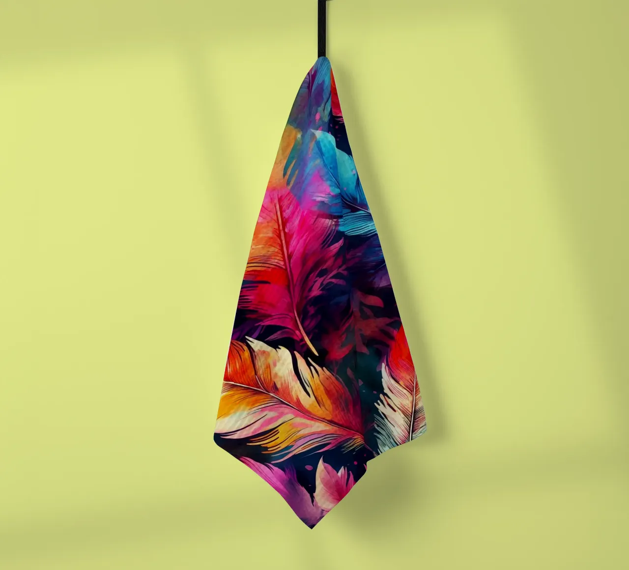 Feathers colors tea towel by Lionmixart