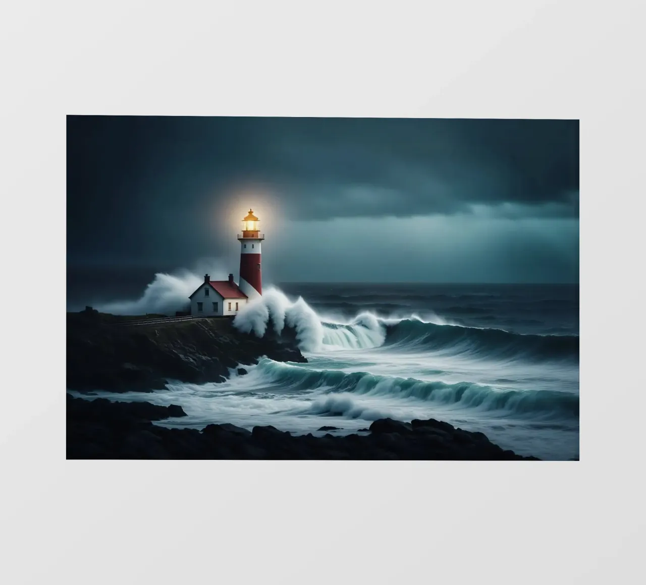 Le onde si infrangono contro il faro pellicola backlit da Wild Beauty